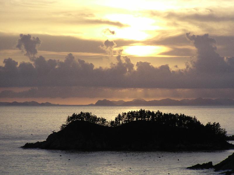 망끝전망대의 낙조(왼쪽에 보이는섬이 추자도)